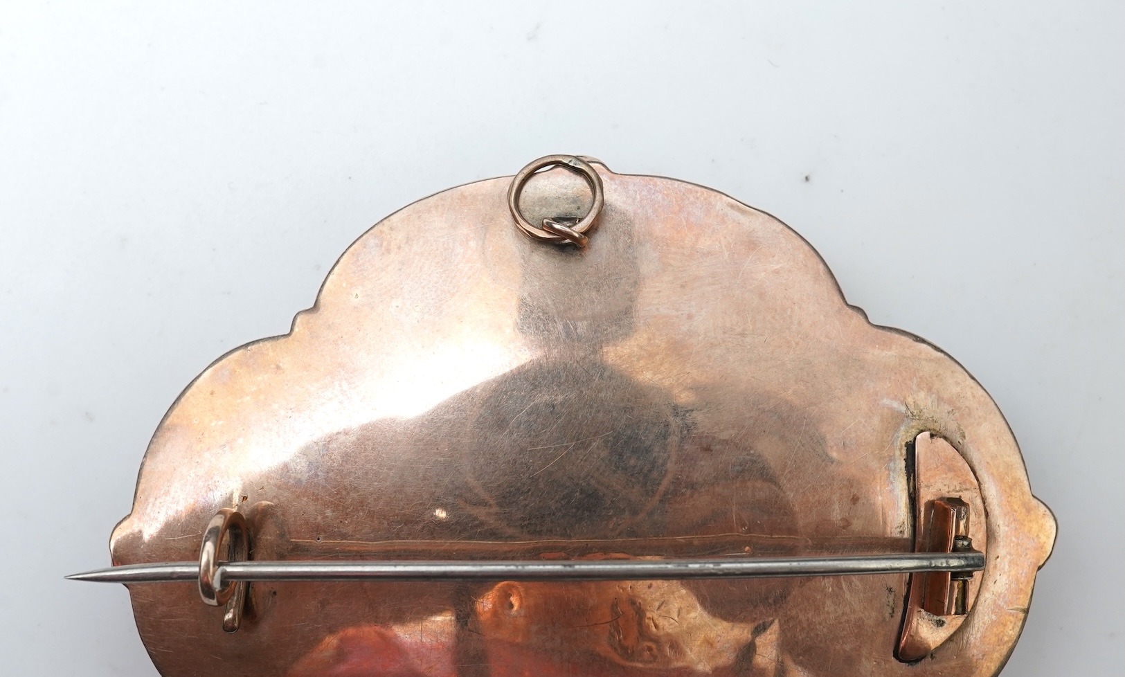 A Victorian rolled gold and enamel locket brooch/pendant, late 19th century